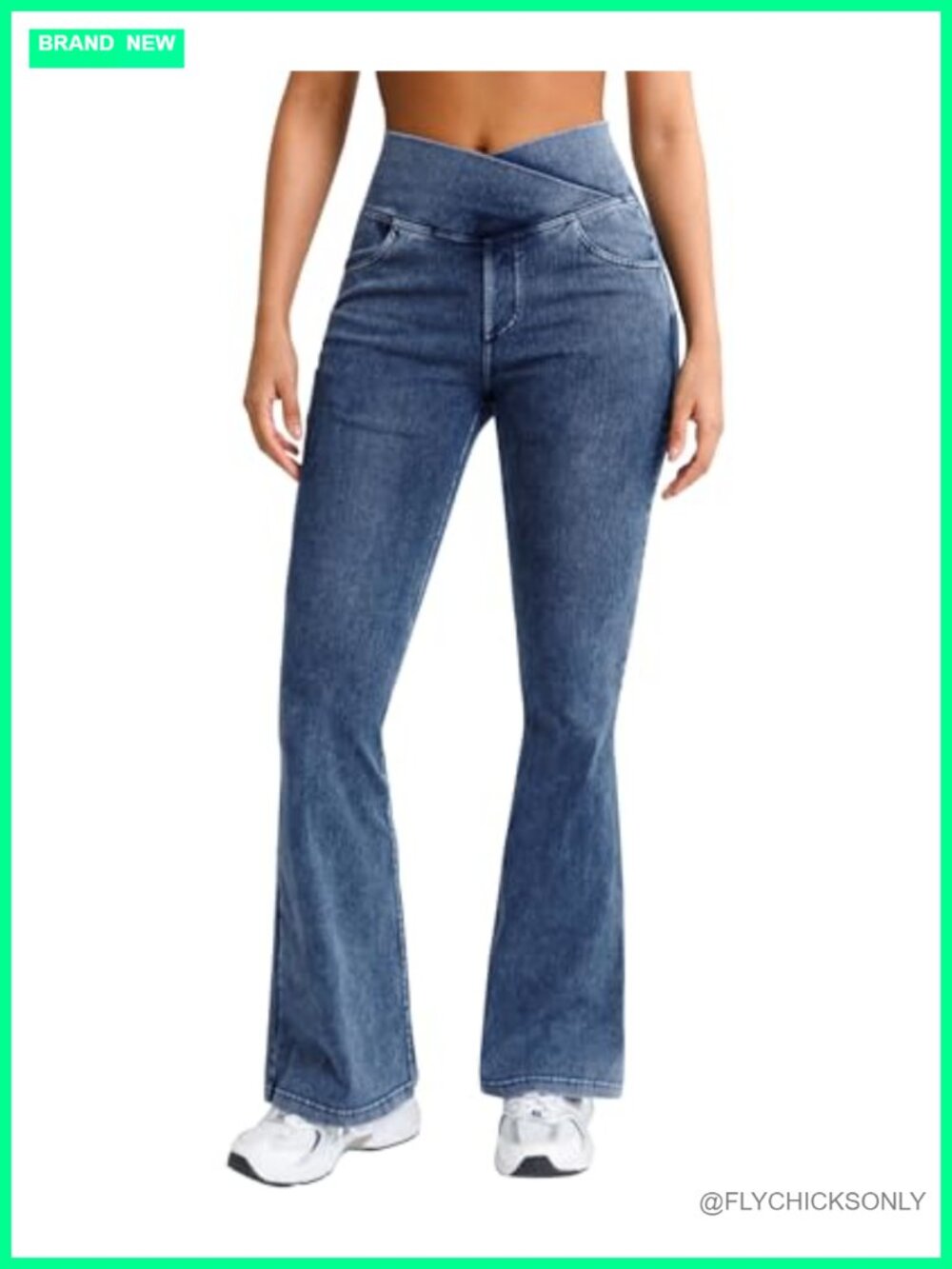 Stretchy Bell Bottom Flare Jeans for Women High Rise Pull On Jeggings